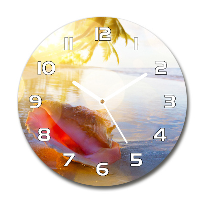 Wanduhr glas rund Eine Muschel am Strand