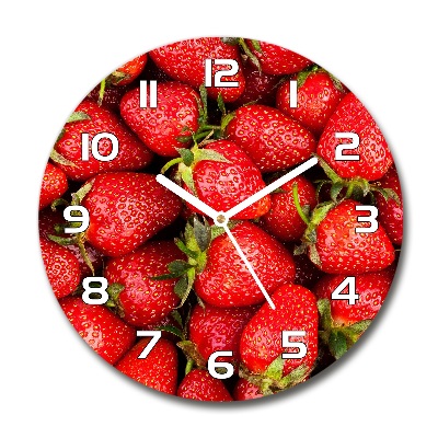 Wanduhr rund Erdbeeren