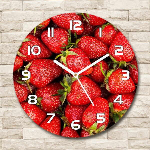 Wanduhr rund Erdbeeren