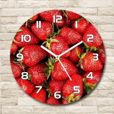 Wanduhr rund Erdbeeren