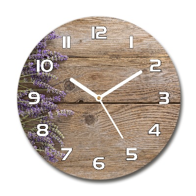 Wanduhr glas rund Lavendel auf Holz