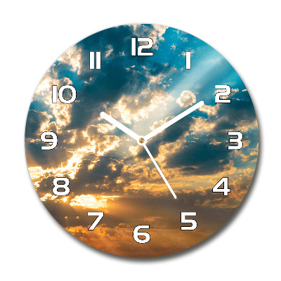 Wanduhr glas rund Sonnenuntergangshimmel