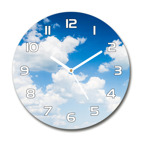 Wanduhr glas rund Wolken am Himmel