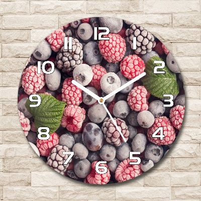 Wanduhr glas rund Gefrorene Waldfrüchte