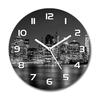Wanduhr glas rund Manhattan bei Nacht