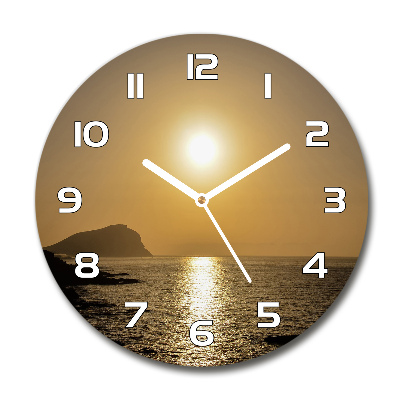 Wanduhr glas rund Sonnenuntergang am Meer