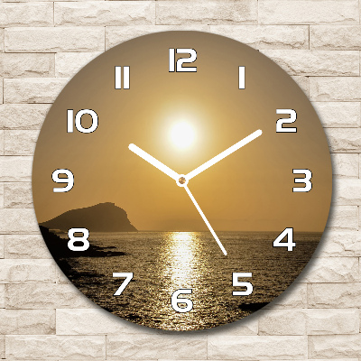 Wanduhr glas rund Sonnenuntergang am Meer