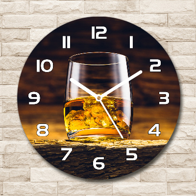 Wanduhr rund Bourbon im Glas
