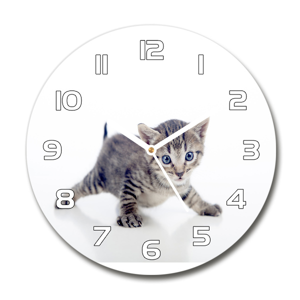 Wanduhr rund Kleine Katze