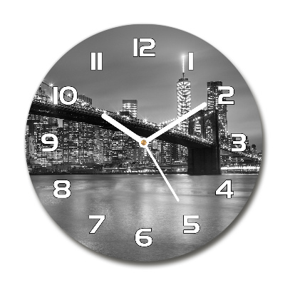 Wanduhr glas rund New York bei Nacht