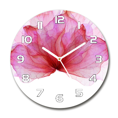 Wanduhr rund Rosa Blume