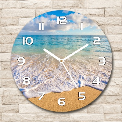 Wanduhr glas rund Hawaiianischer Strand