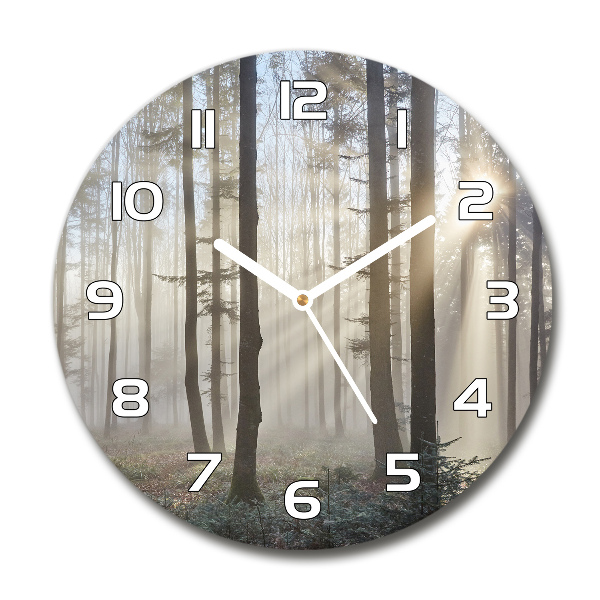 Wanduhr rund Nebel im Wald
