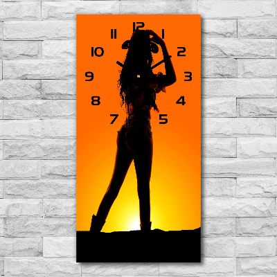 Wanduhr Cowgirl-Silhouette