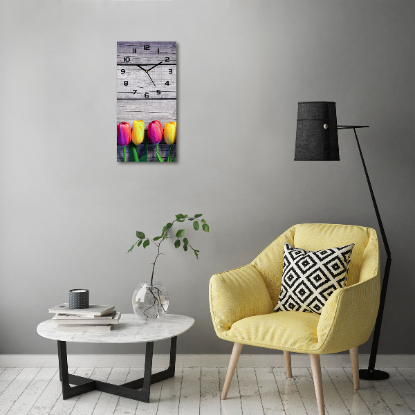 Wanduhr Bunte Tulpen