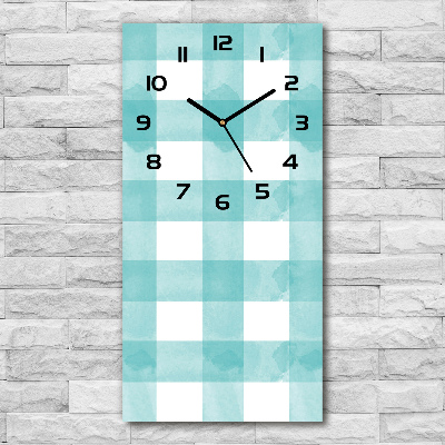 Moderne wanduhr Blau kariert
