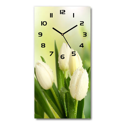 Moderne wanduhr Weiße Tulpen