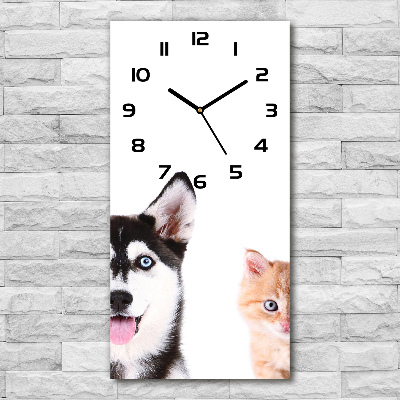 Moderne wanduhr Hund und Katze