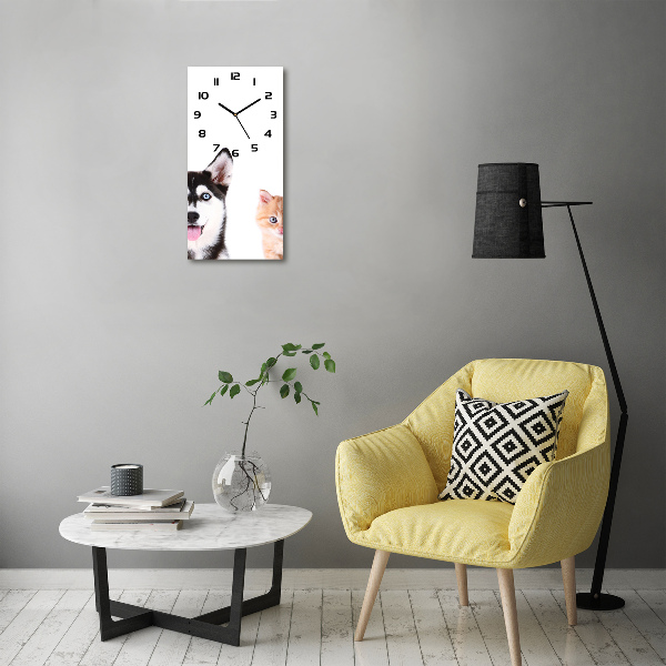 Moderne wanduhr Hund und Katze