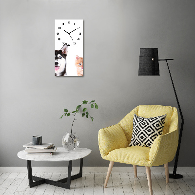Moderne wanduhr Hund und Katze