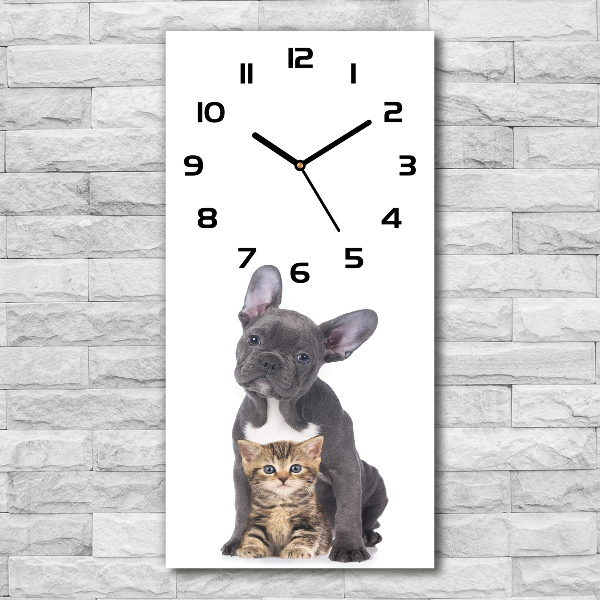 Moderne wanduhr Hund und Katze
