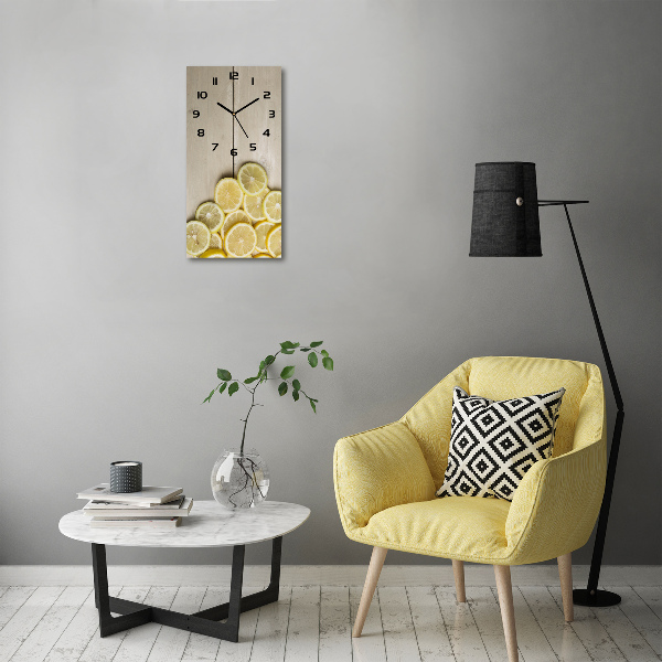 Moderne wanduhr Zitronen auf Holz
