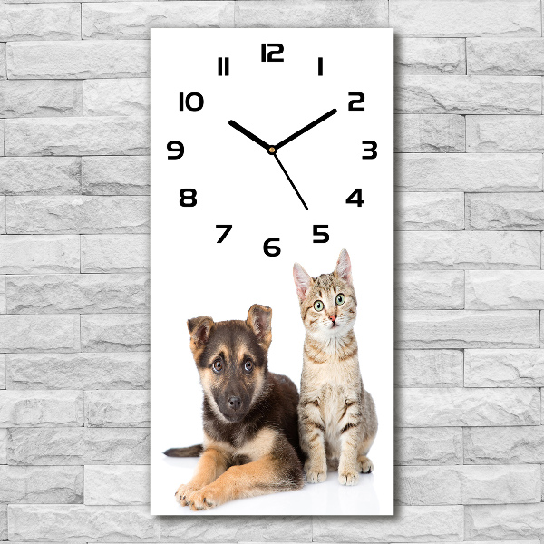 Wanduhr Hund und Katze