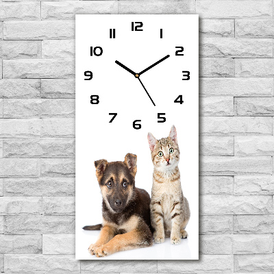 Wanduhr Hund und Katze