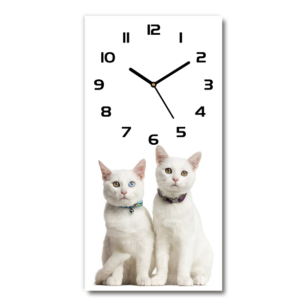 Moderne wanduhr Zwei weiße Katzen