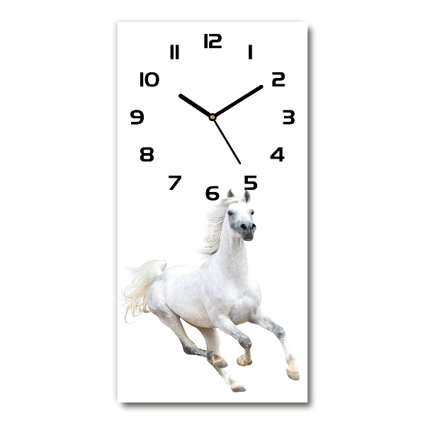 Moderne wanduhr Ein weißes Pferd im Galopp