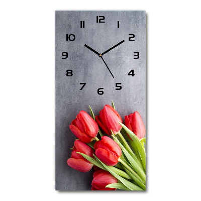 Moderne wanduhr Rote Tulpen