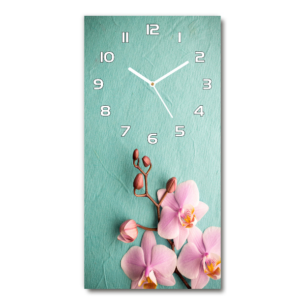 Wanduhr aus glas Rosa Orchidee