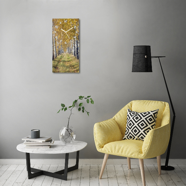 Wanduhr aus glas Birkenwald