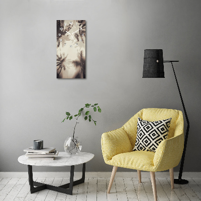 Wanduhr aus glas Palmen