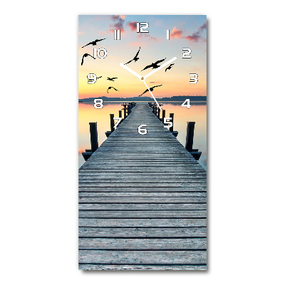 Wanduhr aus glas Holzsteg