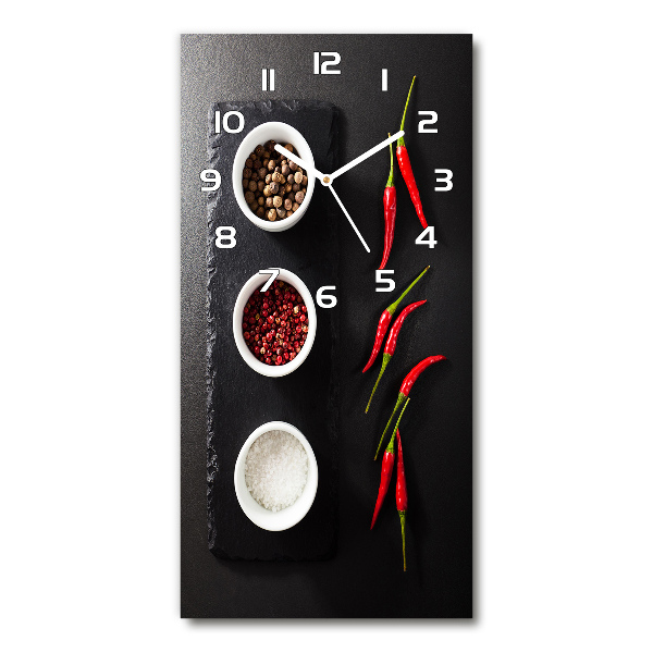 Wanduhr aus glas Gewürze und Paprika