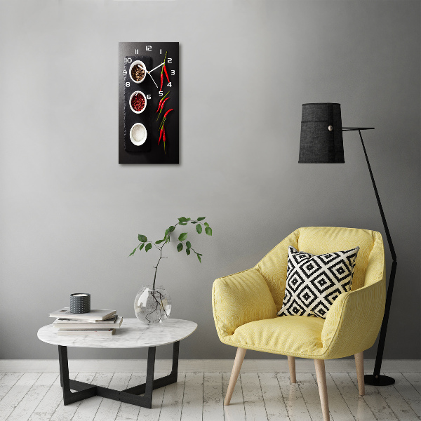 Wanduhr aus glas Gewürze und Paprika