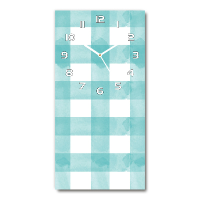 Wanduhr aus glas Blau kariert