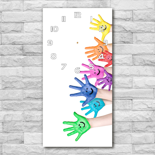 Wanduhr aus glas Bemalte Hände