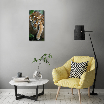 Wanduhr aus glas Tiger auf einem Baum