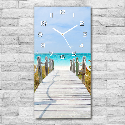 Wanduhr aus glas Weg zum Strand