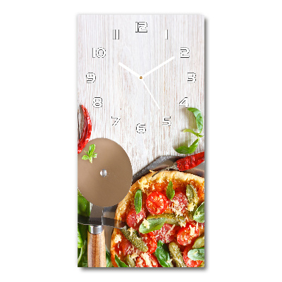 Wanduhr aus glas Pizza