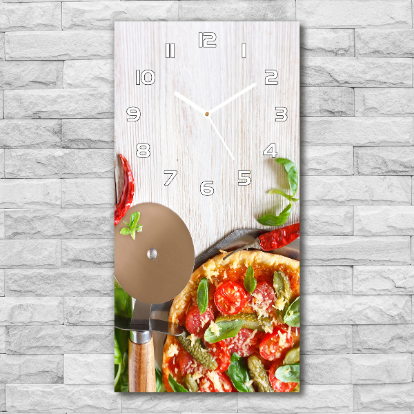 Wanduhr aus glas Pizza