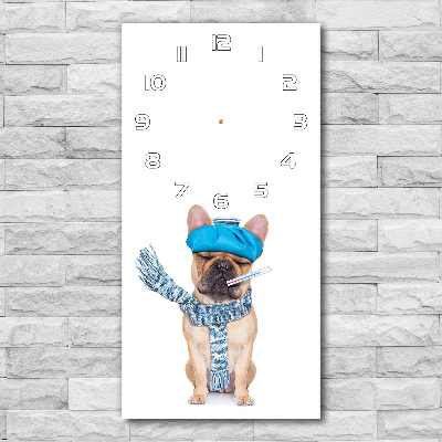 Wanduhr aus glas Kranker Hund