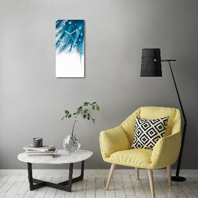 Vertikale Uhr Blaue Federn