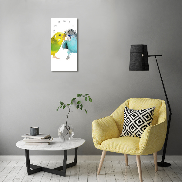 Vertikale Uhr Wellensittiche