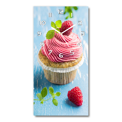 Wanduhr aus glas Himbeer-Cupcake