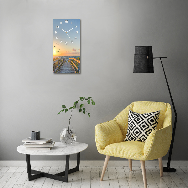 Wanduhr aus glas Weg zum Strand