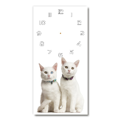 Wanduhr aus glas Zwei weiße Katzen