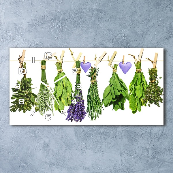 Moderne wanduhr Kräuter an einer Schnur